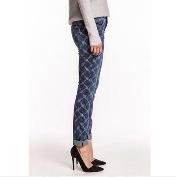 Current Elliott Rolled Skinny Jeans in Indigo Rose Lattice - Picture 4 of 12